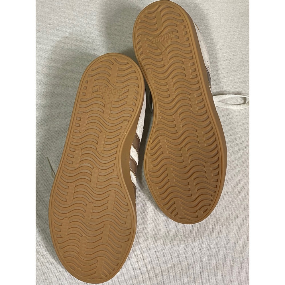 Adidas VL Court 3.0 Womens Sneakers Cream Rose Gold Suede Gum Sole ID6275 - Picture 3 of 5